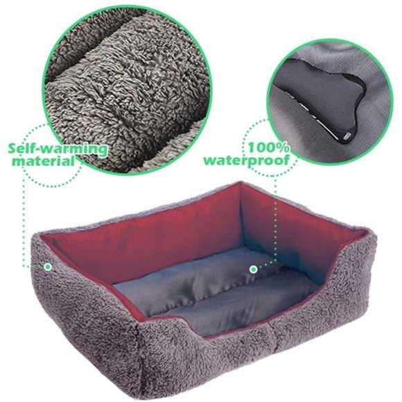 Dog and Cat Bed Mattress Washable Pads Room Waterproof Bottom-Wine Red - Picture 4 of 7